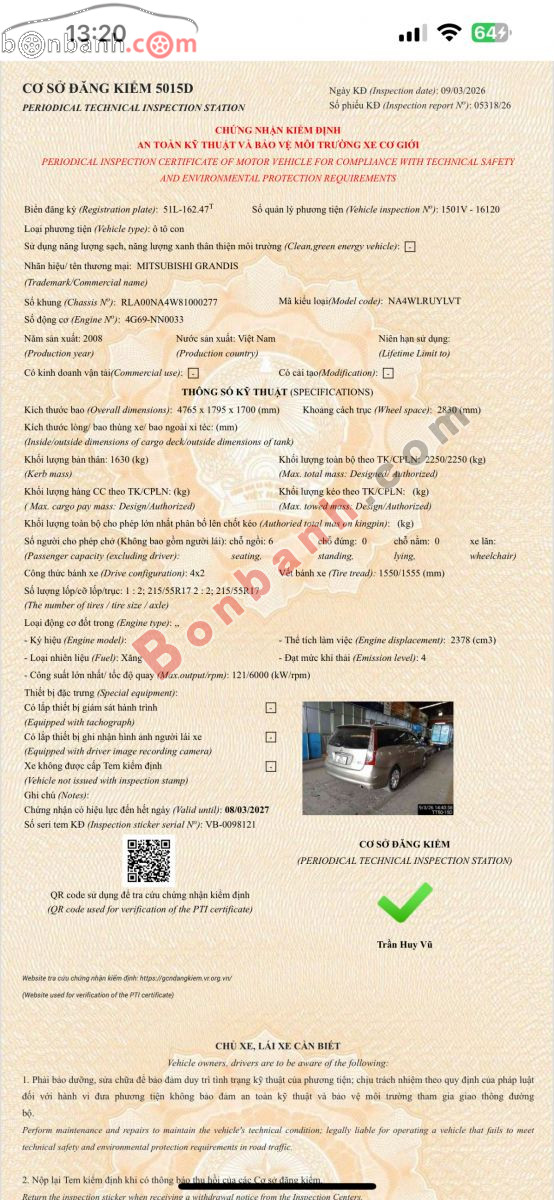 Mitsubishi Grandis 2.4 AT 2008 - 275 Triệu 10