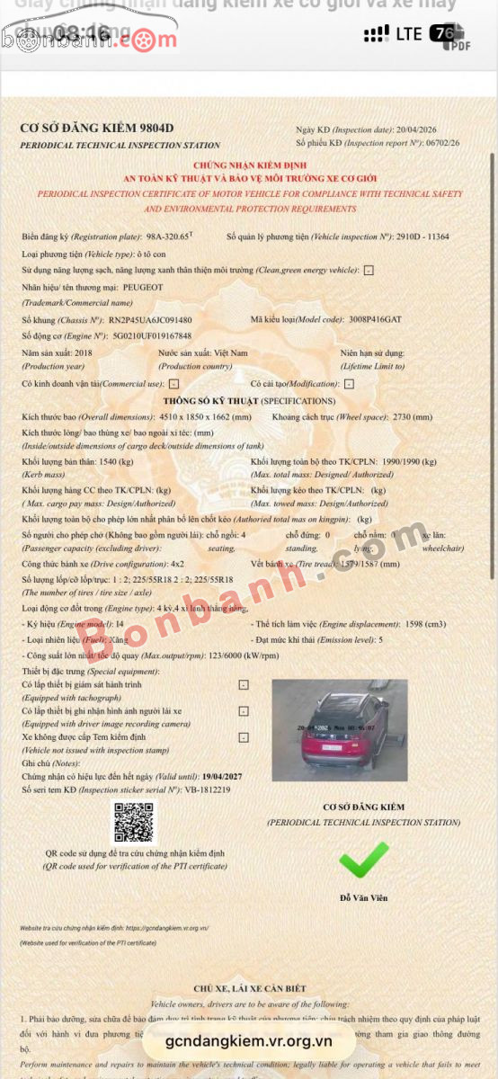 Peugeot 3008 1.6 AT 2018 - 490 Triệu 7